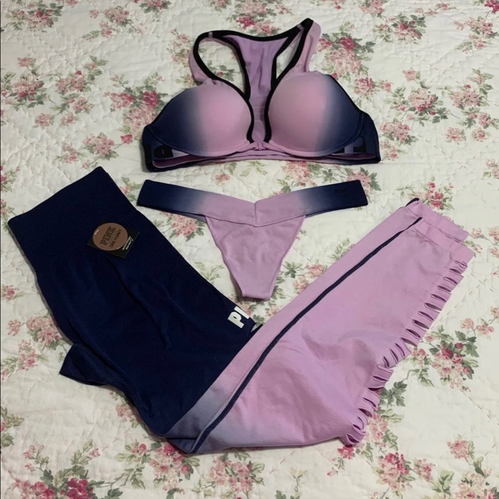 VS Pink bra, Thong and leggings